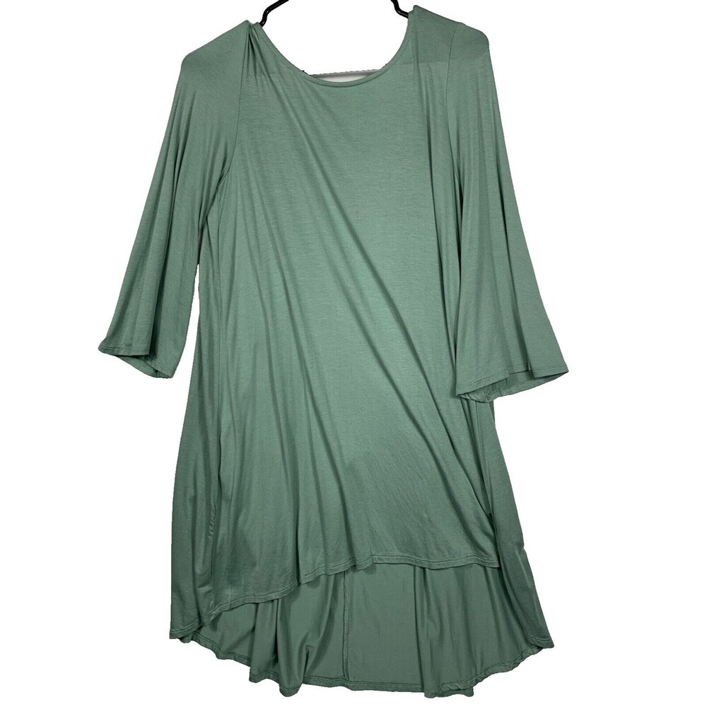 4th and Ocean Dress Women XL Green A line Bell Sleeve Draped Open Back Moss NWT